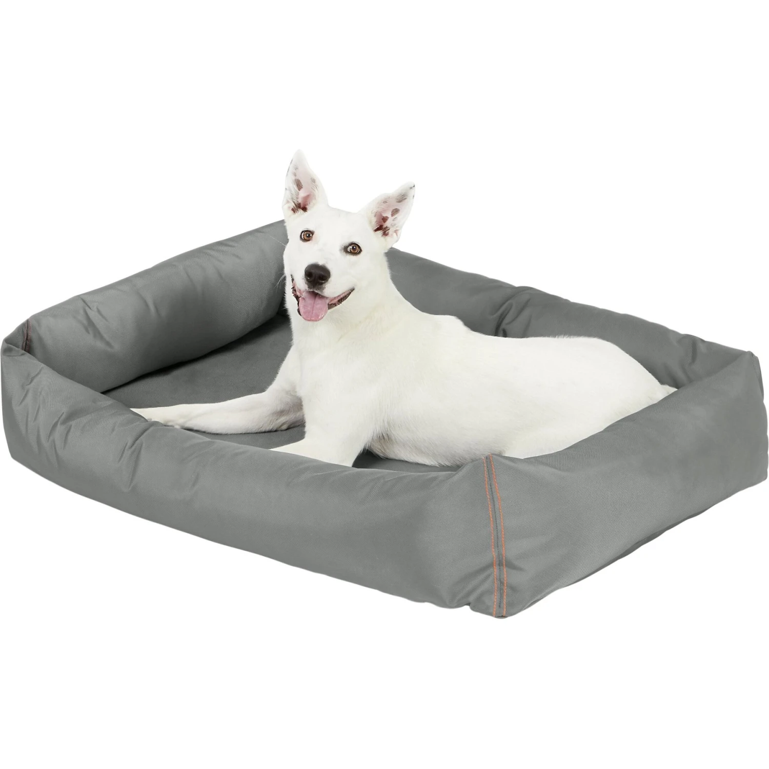 Frisco Rectangular Bolster Dog Bed W/Removable Cover, Dark Gray 6 Frisco Rectangular Bolster Dog Bed W/Removable Cover, Dark Gray - Image 4