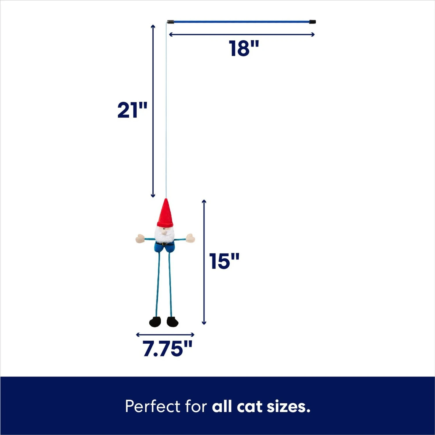 Frisco Gnome Teaser Wand Cat Toy With Catnip 4 Frisco Gnome Teaser Wand Cat Toy With Catnip - Image 2