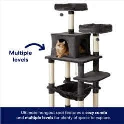 Frisco 64-in Cat Tree With Hammock, Condo, 2 Top Perches With Bed -Hot Sale Pet Supplies 214387 PT2. AC SS1800 V1667227605