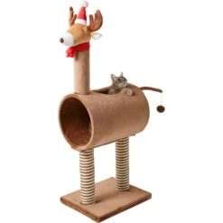 Frisco Holiday 52.3-in Reindeer Cat Scratching Post & Tunnel -Hot Sale Pet Supplies 236569 PT2. AC SS1800 V1601334091