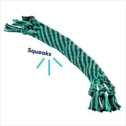 Frisco Flat Teal & Gray Braided Rope Squeaky Fetch Dog Toy -Hot Sale Pet Supplies 242127 PT2. AC SS1800 V1695748438