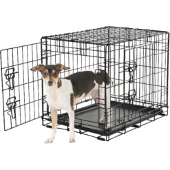 Frisco Fold & Carry Double Door Collapsible Wire Dog Crate & Frisco Gray Basket Weave Dog Crate Mat -Hot Sale Pet Supplies 255477 PT2. AC SS1800 V1604096794