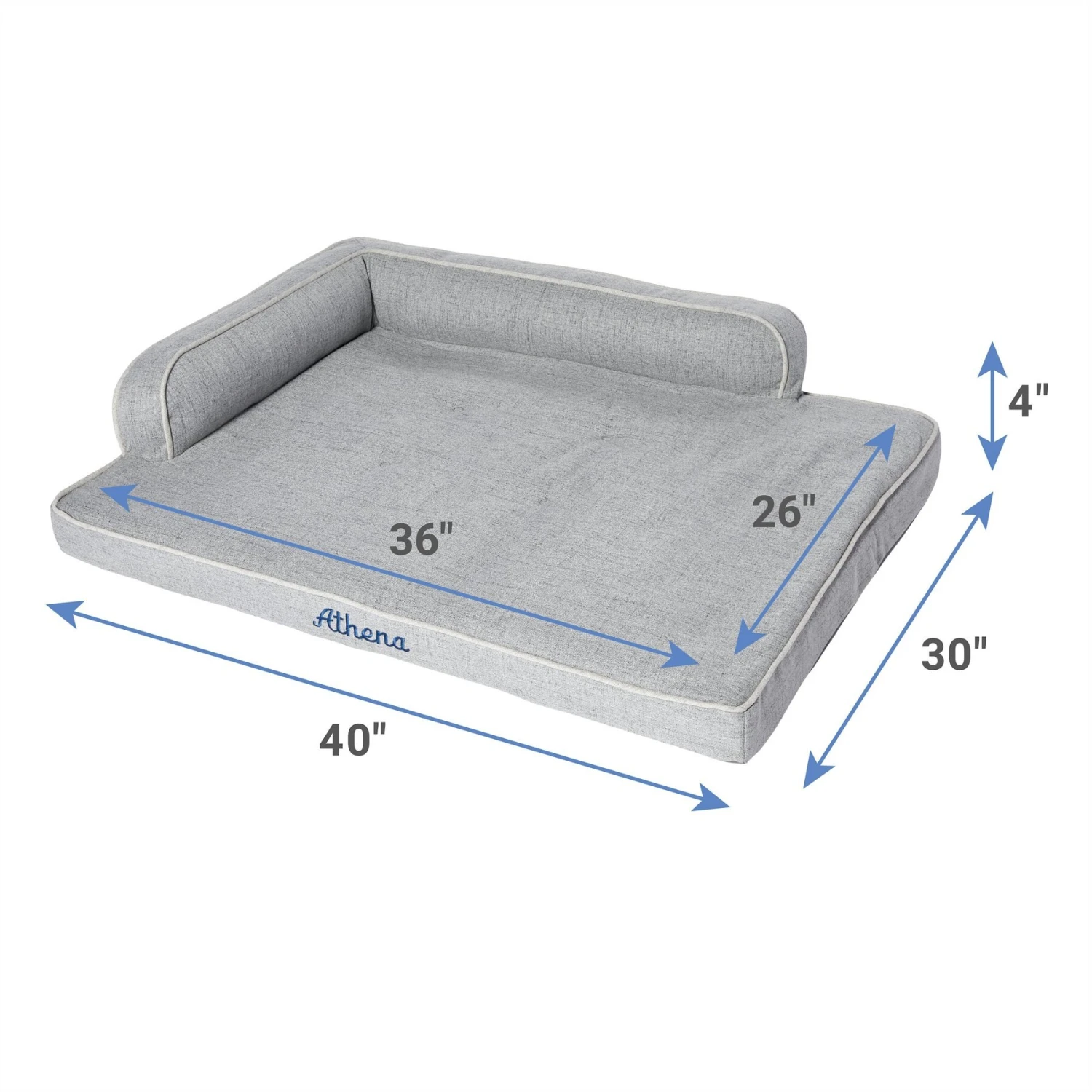 Frisco Faux Linen Corner Personalized Bolster Dog Bed W/Removable Cover, Harbour Blue, XL 4 Frisco Faux Linen Corner Personalized Bolster Dog Bed W/Removable Cover, Harbour Blue, XL - Image 2