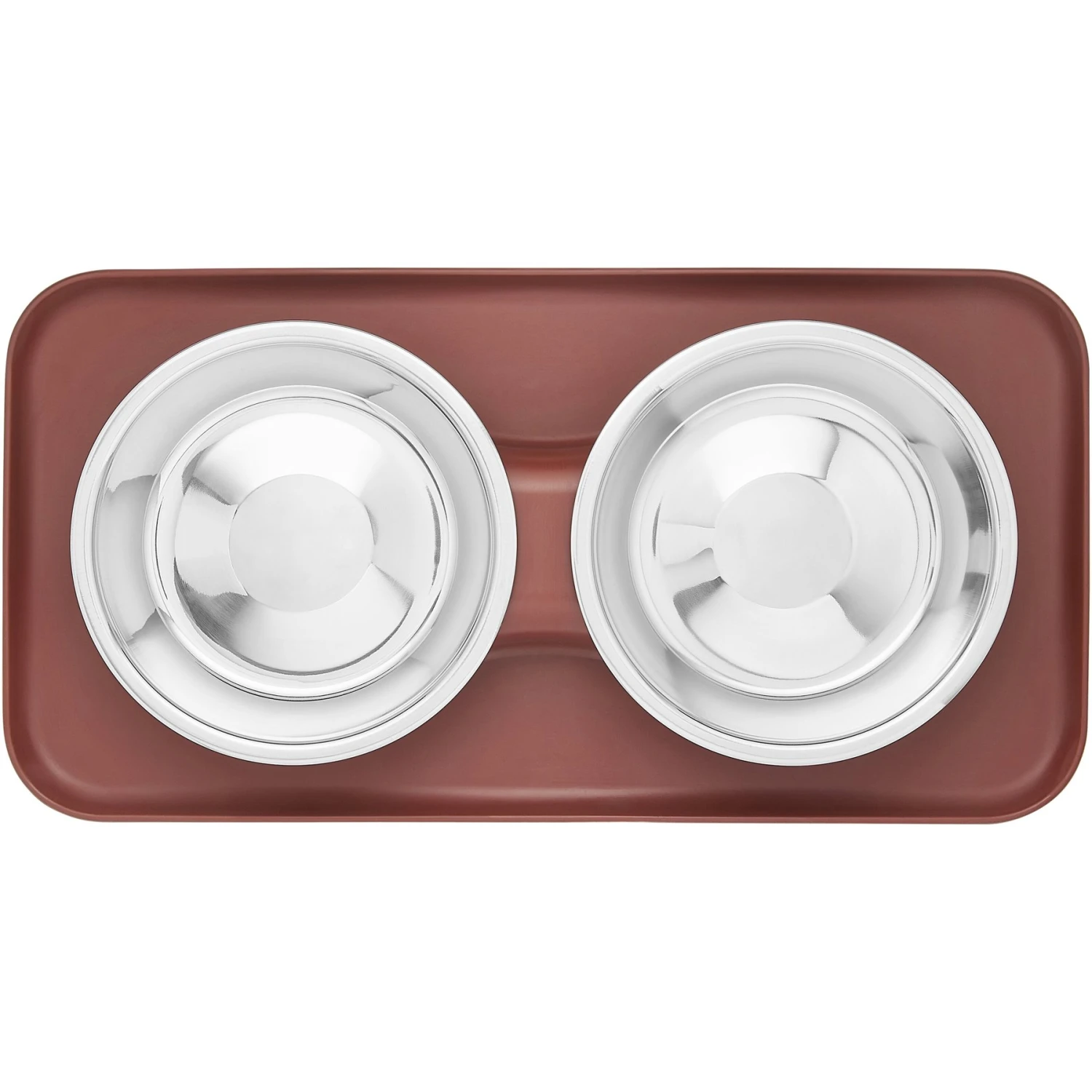 Frisco Silicone Stainless Steel Double Diner Dog & Cat Bowl, Brown 7 Frisco Silicone Stainless Steel Double Diner Dog & Cat Bowl, Brown - Image 5