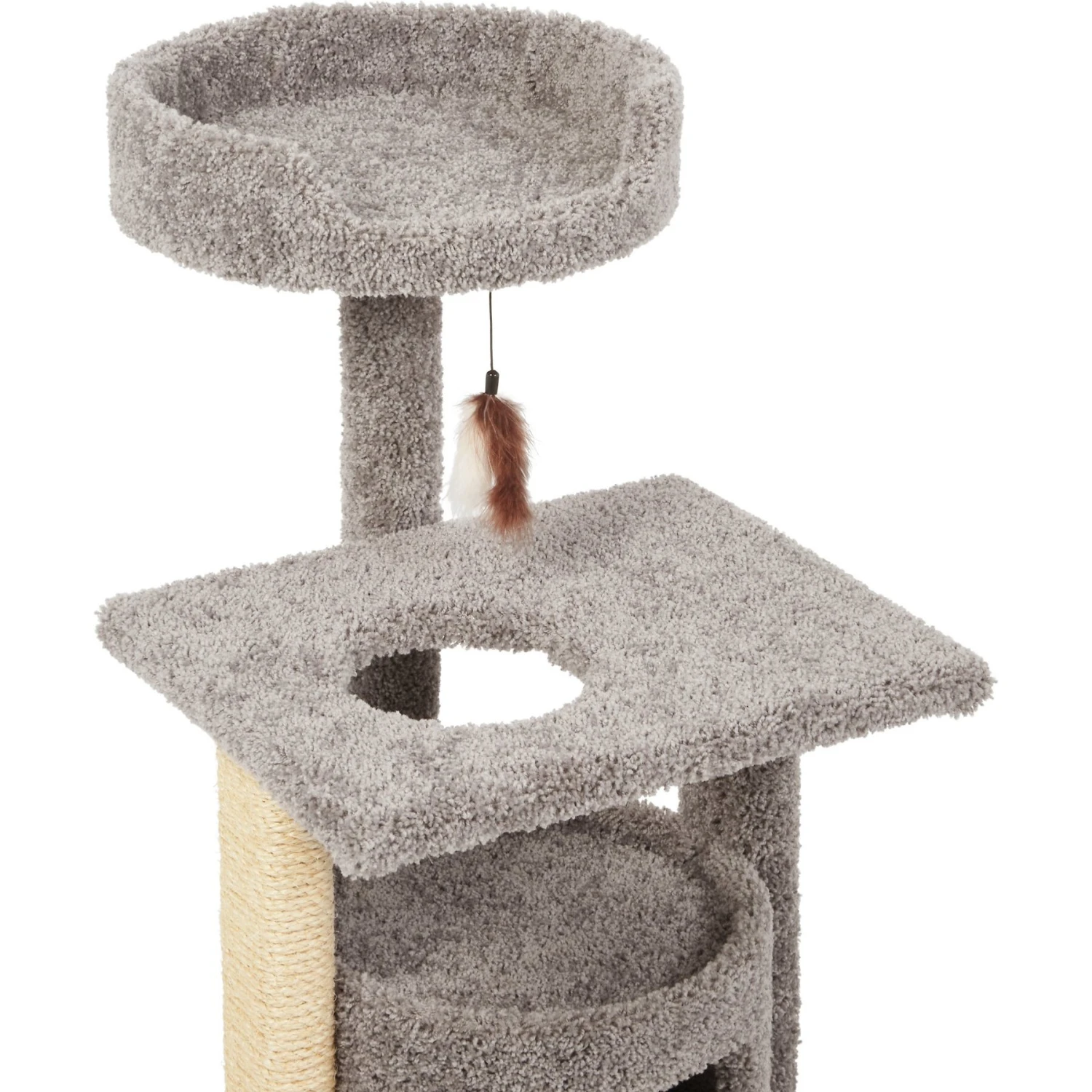 Frisco 37-in Real Carpet Cat Tree With Condo, Grey 5 Frisco 37-in Real Carpet Cat Tree With Condo, Grey - Image 3