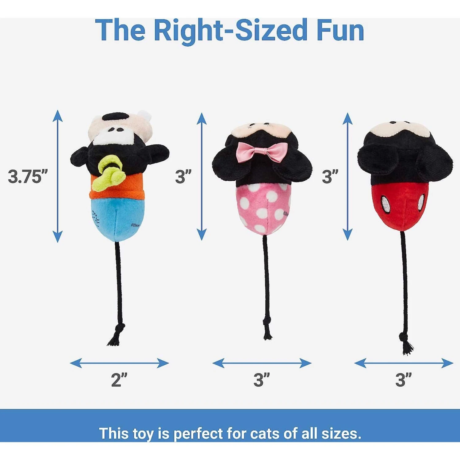 Disney Mickey & Friends Plush Mice Cat Toy With Catnip, 3 Count & Disney Mickey Mouse Plush Kicker Cat Toy With Catnip 5 Disney Mickey & Friends Plush Mice Cat Toy With Catnip, 3 Count & Disney Mickey Mouse Plush Kicker Cat Toy With Catnip - Image 3