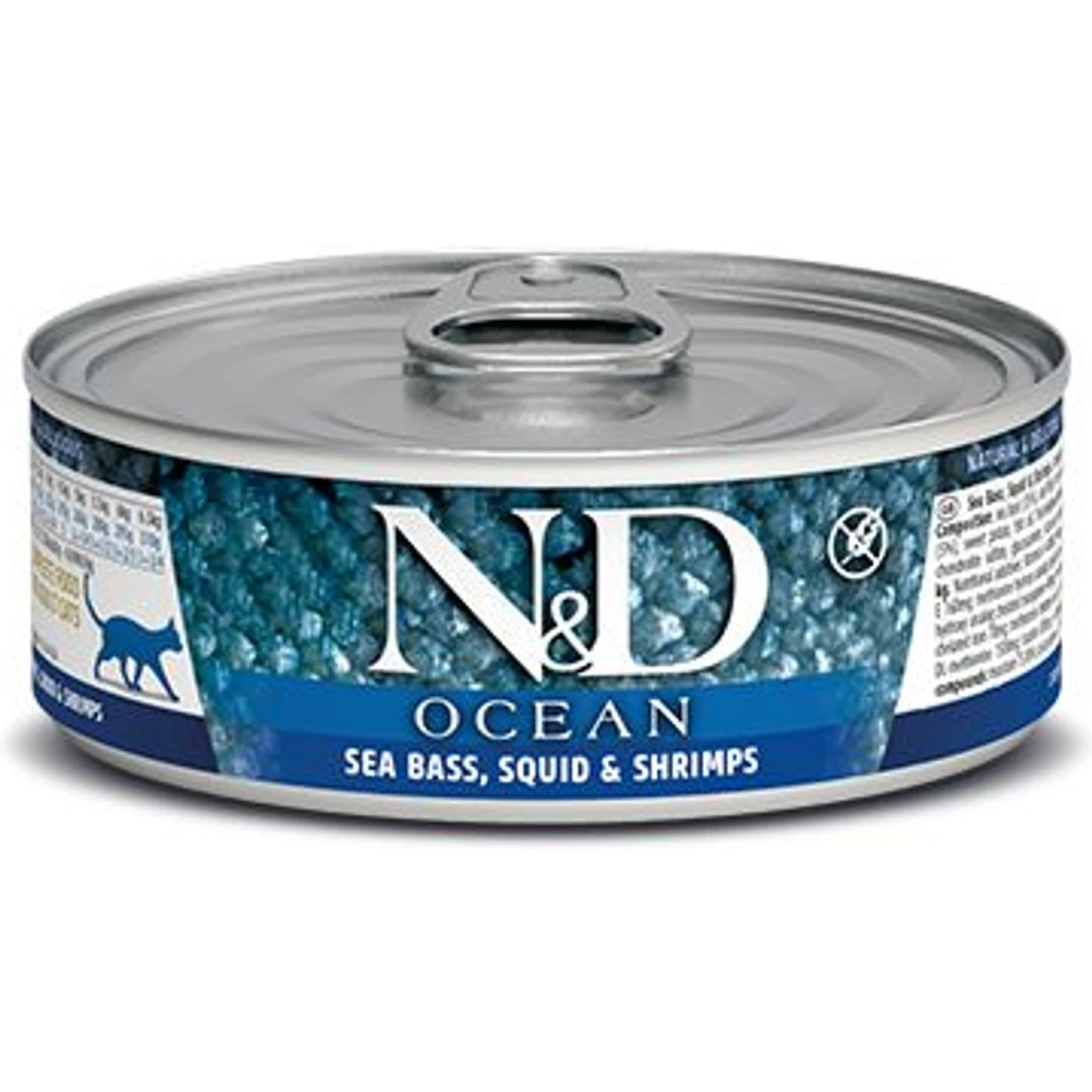 Farmina N&D Ocean Sea Bass & Squid & Shrimp Grain-Free Wet Cat Food, 2.46-oz Can, Case Of 24 3 Farmina N&D Ocean Sea Bass & Squid & Shrimp Grain-Free Wet Cat Food, 2.46-oz Can, Case Of 24