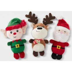 Frisco Holiday Santa's Helpers Plush Squeaky Dog Toy, 3 Count & Frisco Holiday Hot Cocoa Hide & Seek Puzzle Plush Squeaky Dog Toy -Hot Sale Pet Supplies 986230 PT1. AC SS1800 V1698258117